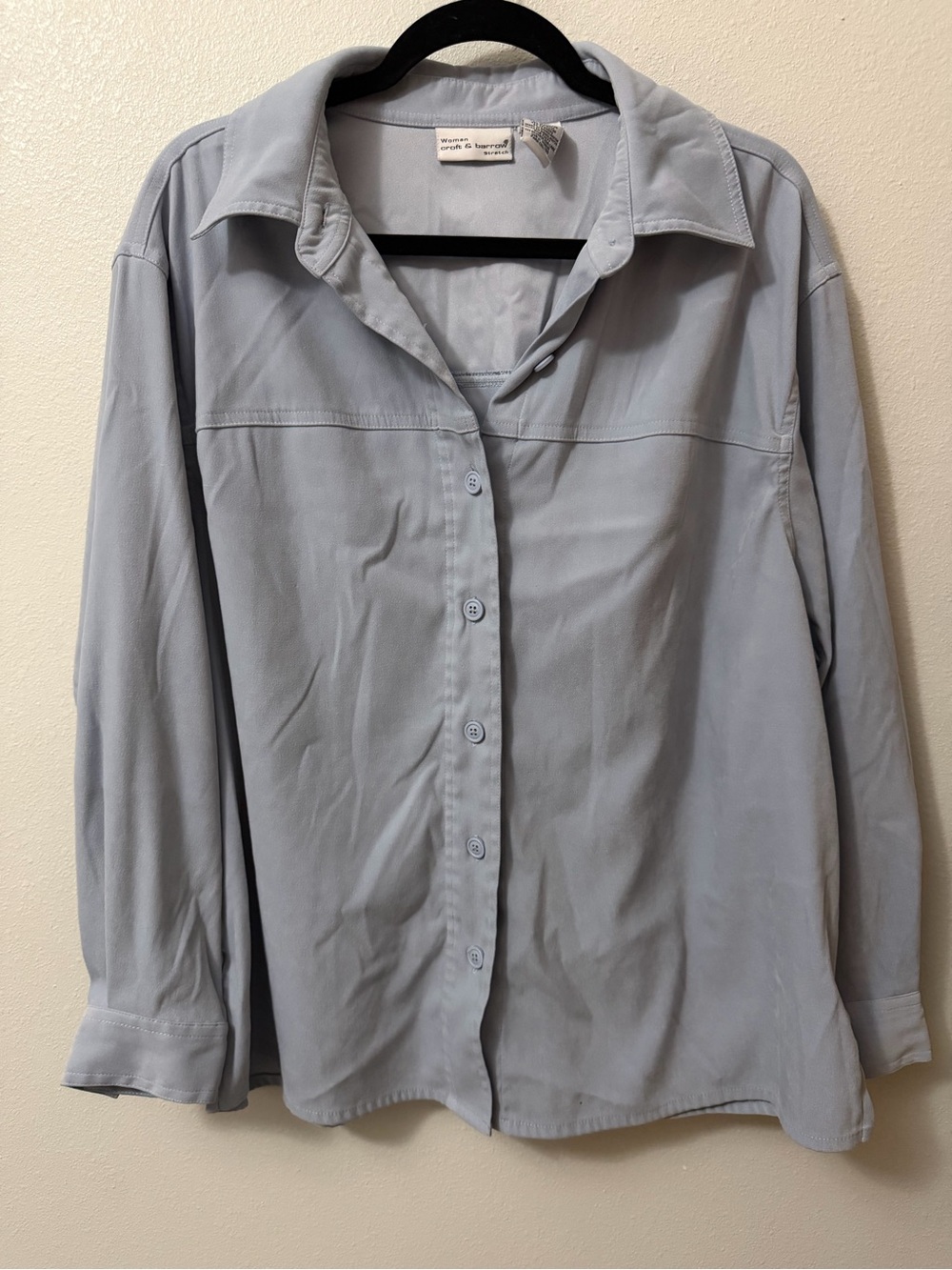 Woman Croft & Barrow Stretch Button Down Shirt Long Sleeve Light Blue Womens 1X